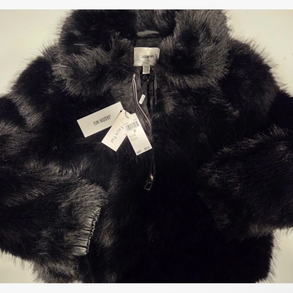 Jason Wu Elegant Black Faux Fur Coat